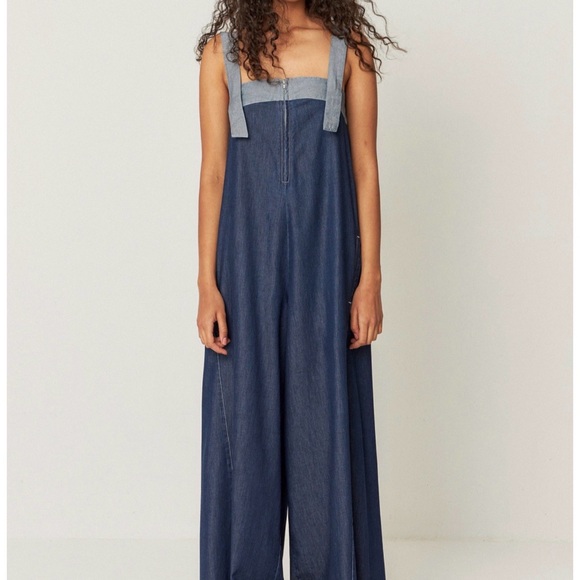 NWT SKFK IKIA-GOTS Denim Jumpsuit Size 6 - Picture 2 of 4